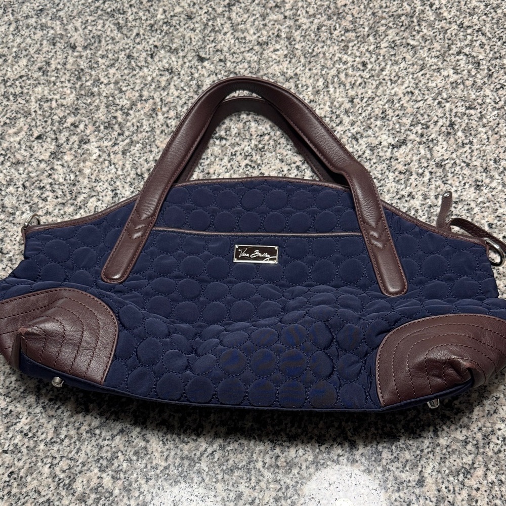 Vera Bradley Quilted Navy and Brown Shoulder Bag